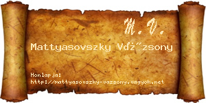 Mattyasovszky Vázsony névjegykártya